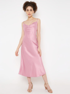 LABEL BY ANUJA Women A-line Pink Midi/Calf Length Dress