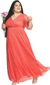 wild U Women Fit and Flare Pink Maxi/Full Length Dress