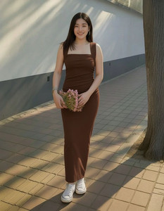 FAB2FASHION Women Fit and Flare Brown Maxi/Full Length Dress