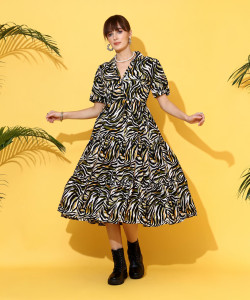 Sheetal Associates Women Asymmetric Multicolor Midi/Calf Length Dress