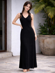 METRONAUT Women Bodycon Black Maxi/Full Length Dress