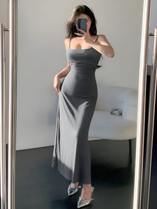 HouseOfCommon Women Bodycon Grey Maxi/Full Length Dress
