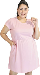 pinkshell Women A-line Pink Above Knee/Mid Thigh Length Dress