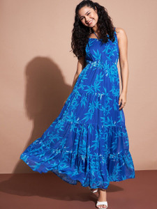 Dressberry Women A-line Dark Blue Maxi/Full Length Dress