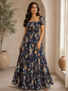 Curvy Love Women Tiered Multicolor Maxi/Full Length Dress