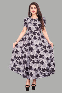 ZOPDI Women Skater Multicolor Maxi/Full Length Dress