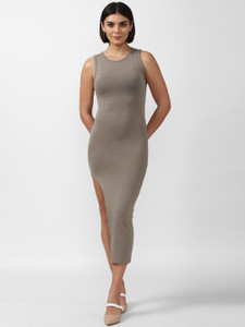slim fit dress slacks Bodycon Midi Sweater Dress in Light-Grey-Swatch main image 1
