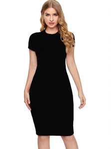 Aradhna Tex Women Bodycon Black Knee Length Dress