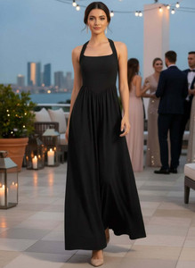 Honky Tonky Women Fit and Flare Black Maxi/Full Length Dress