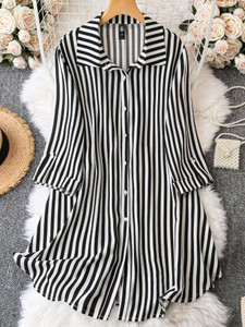 Sheetal Associates Women Shirt Black, White Knee Length Dress
