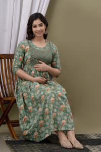 COTTON MULMUL STORE Women Gown Multicolor Midi/Calf Length Dress