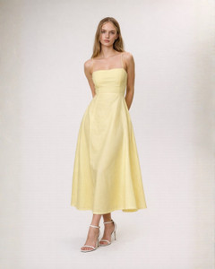 khushpehno Women Fit and Flare Yellow Maxi/Full Length Dress