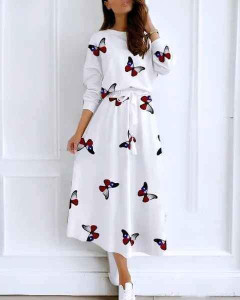 HouseOfCommon Women A-line White Midi/Calf Length Dress