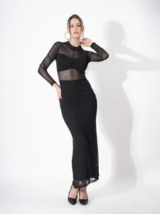 clobug Women Bodycon Black Maxi/Full Length Dress