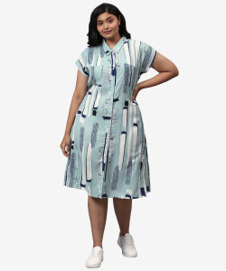 Instafab Plus Women A-line Green Midi/Calf Length Dress