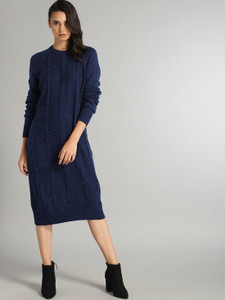 Roadster Women Sheath Dark Blue Midi/Calf Length Dress