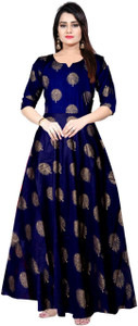Gorangani Women Gown Blue Maxi/Full Length Dress