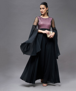 Miss Chase Women Maxi Black Full Length Dress