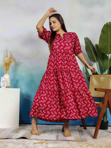 Presha Women Fit and Flare Blue Maxi/Full Length Dress