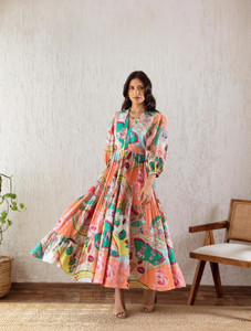 Honky Tonky Women Fit and Flare Multicolor Maxi/Full Length Dress