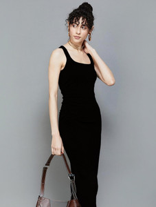 A S fashion Women Bodycon Black Midi/Calf Length Dress