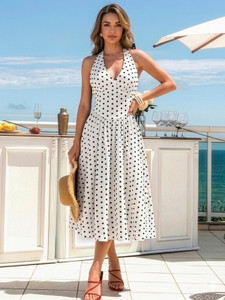 Aahwan Women A-line White Midi/Calf Length Dress