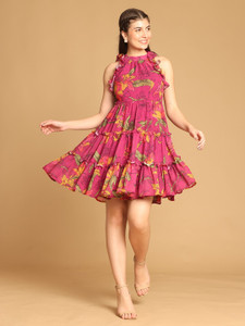 Fashion Club Collection Women Ethnic Dress Blue Above Knee/Mid Thigh Length Dress