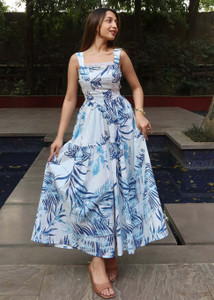 METRONAUT Women Maxi Blue Full Length Dress