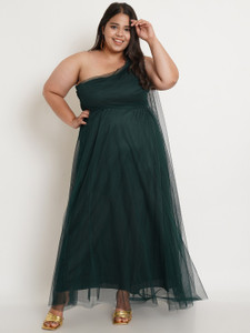 U&F Women Maxi Dark Green Full Length Dress
