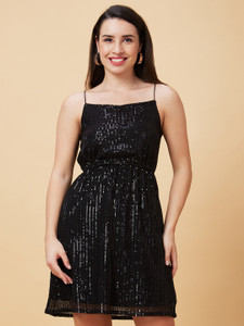 Globus Women Sheath Black Above Knee/Mid Thigh Length Dress