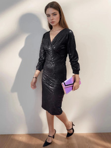 AA-HA! Women Bodycon Black Midi/Calf Length Dress
