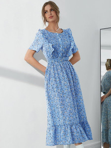 कोटी महिलाओँ  के लिए नीला, गहरा नीला, बेज फिट और चमक ड्रेस