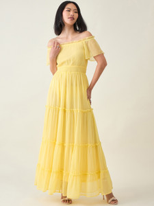 AAYU Women Maxi Yellow Full Length Dress