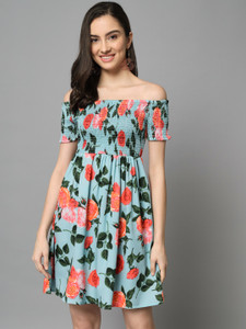 Emeros Women Gathered Multicolor Above Knee/Mid Thigh Length Dress