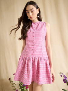 DRAPE AND DAZZLE Women Fit and Flare Pink Mini/Short Dress