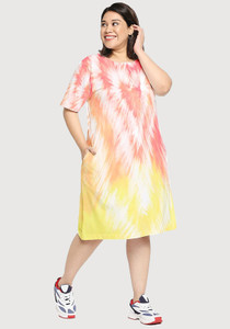 Wear Your Opinion Women T Shirt Multicolor Below Knee Dress