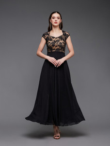 Miss Chase Women Maxi Black Full Length Dress