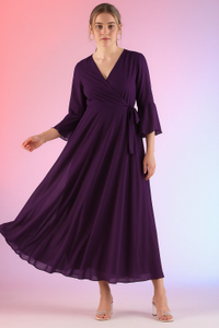 Honky Tonky Women Fit and Flare Purple Maxi/Full Length Dress