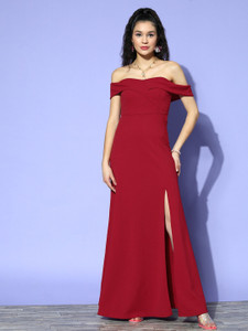 Berrylush Women A-line Red Maxi/Full Length Dress