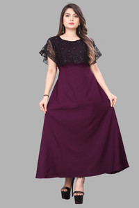 ZOPDI Women Fit and Flare Purple Maxi/Full Length Dress
