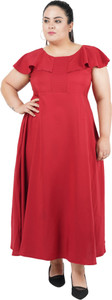 indietoga Women Fit and Flare Maroon Maxi/Full Length Dress