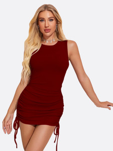 london belly Women Bodycon Maroon Mini/Short Dress