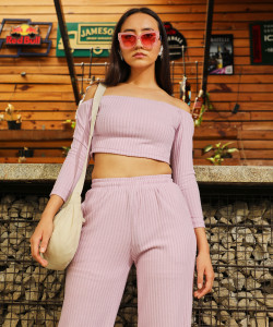 Pina Colada Women Two Piece Dress Pink Midi/Calf Length Dress