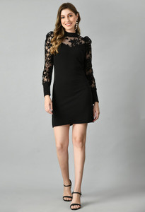 IUGA Women Bodycon Black Above Knee/Mid Thigh Length Dress