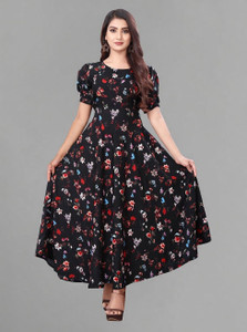 ANTRA Women A-line Multicolor Maxi/Full Length Dress