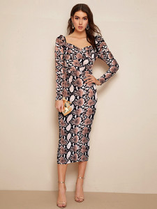 london belly Women Bodycon Multicolor Midi/Calf Length Dress