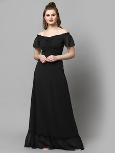 Herway Women Maxi Black Full Length Dress