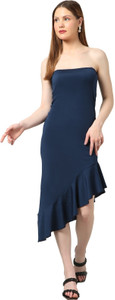 TIVANTE Women Bodycon Dark Blue Midi/Calf Length Dress