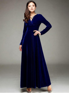 WestCHIC Women Fit and Flare Blue Maxi/Full Length Dress