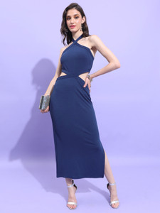 Tokyo Talkies Women Maxi Dark Blue Full Length Dress